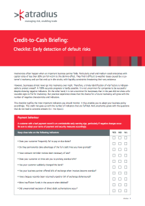 Credit-to-Cash Briefing - Checklist - Early detection of default risks