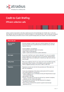 Credit-to-Cash Briefing - Efficient collection calls
