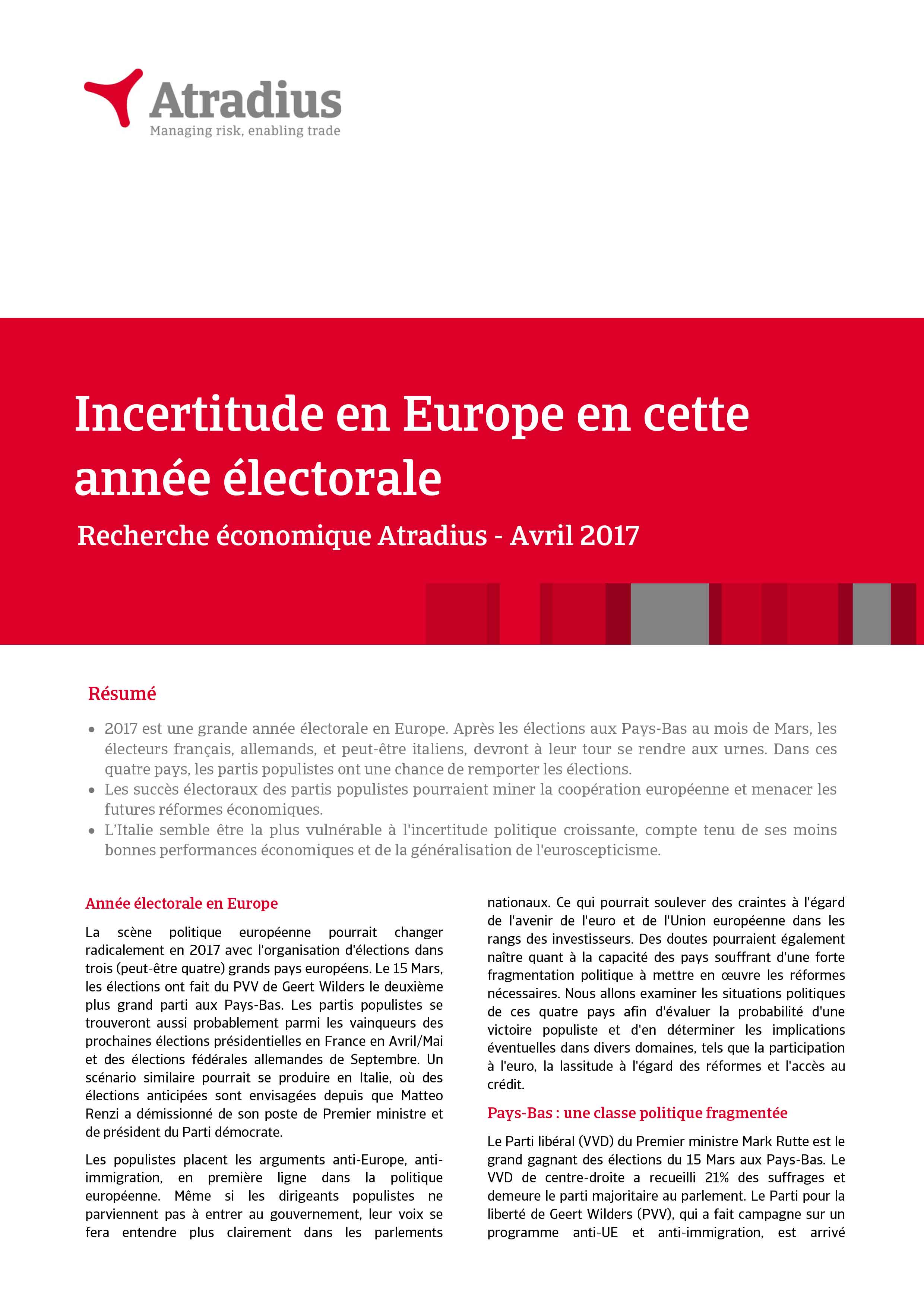 Incertitude en Europe en cette année électorale